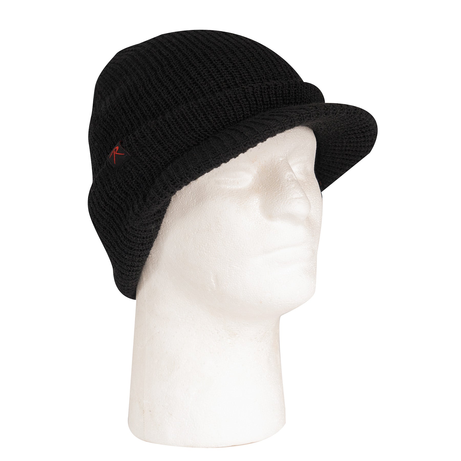 Rothco Wool Watch Cap with Brim Black – Insulated Military-Style Cold Weather Hat