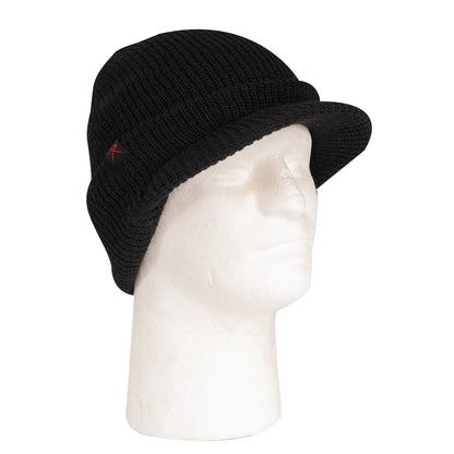 Rothco Wool Watch Cap with Brim Black – Insulated Military-Style Cold Weather Hat