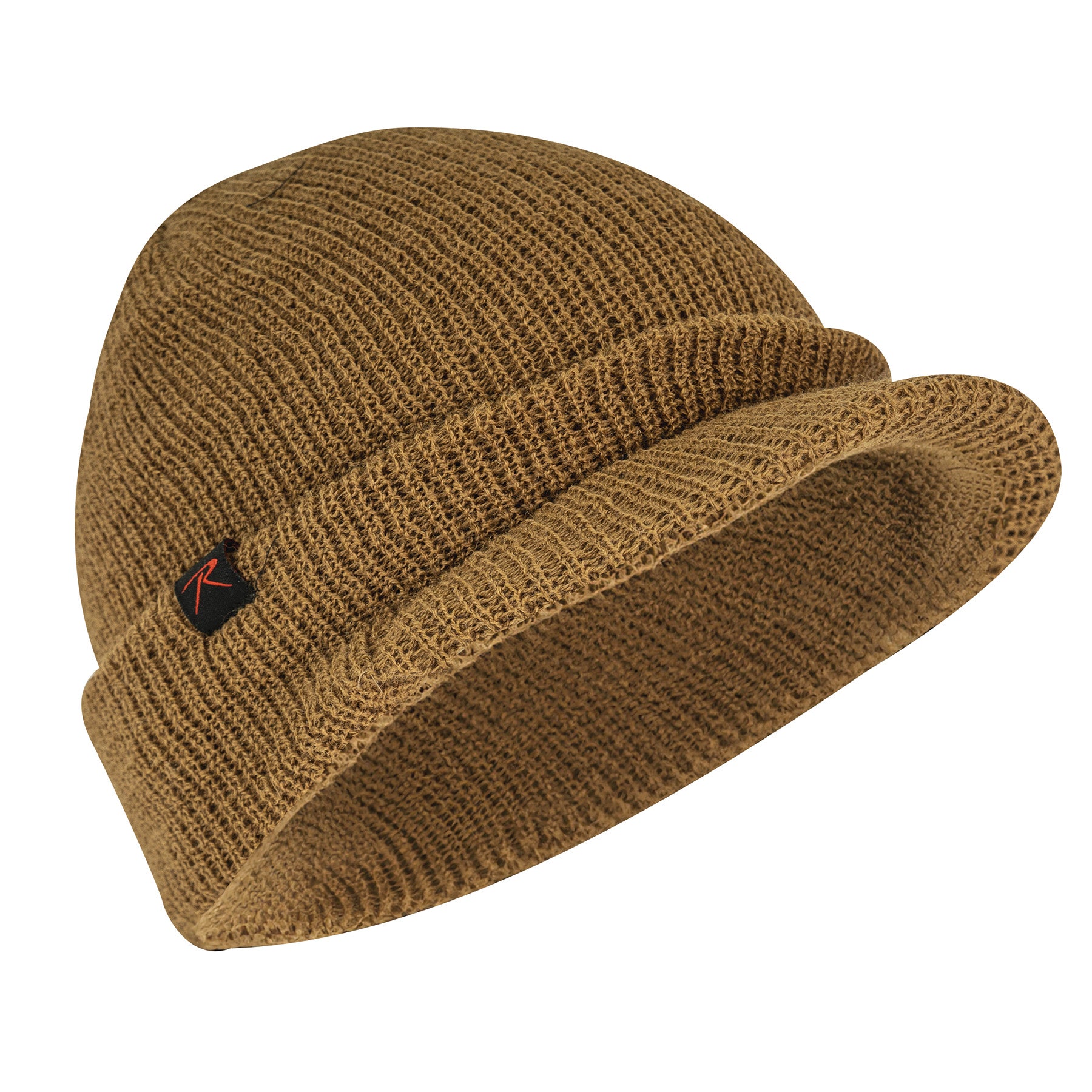 Rothco Wool Watch Cap with Brim in Coyote Brown – Military-Style Insulated Winter Hat