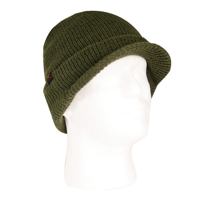 Rothco Wool Watch Cap with Brim in Olive Drab – Insulated Military-Style Winter Hat