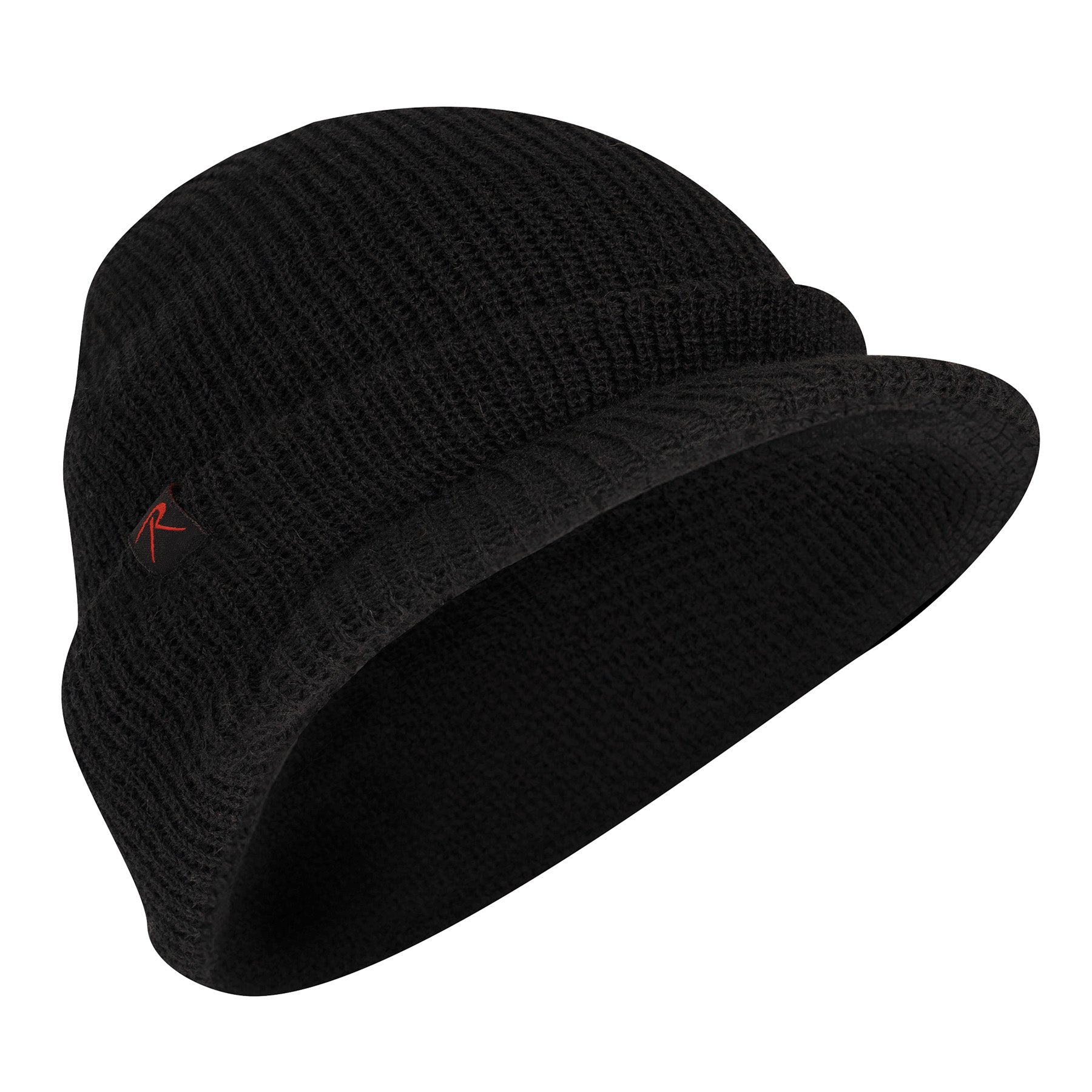 Rothco Wool Watch Cap with Brim Black – Insulated Military-Style Cold Weather Hat