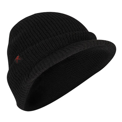 Rothco Wool Watch Cap with Brim Black – Insulated Military-Style Cold Weather Hat
