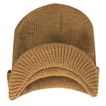 Rothco Wool Watch Cap with Brim in Coyote Brown – Military-Style Insulated Winter Hat