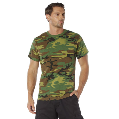 Rothco Heavyweight T-Shirt Woodland Camo Size XL - Durable and Comfortable Workwear