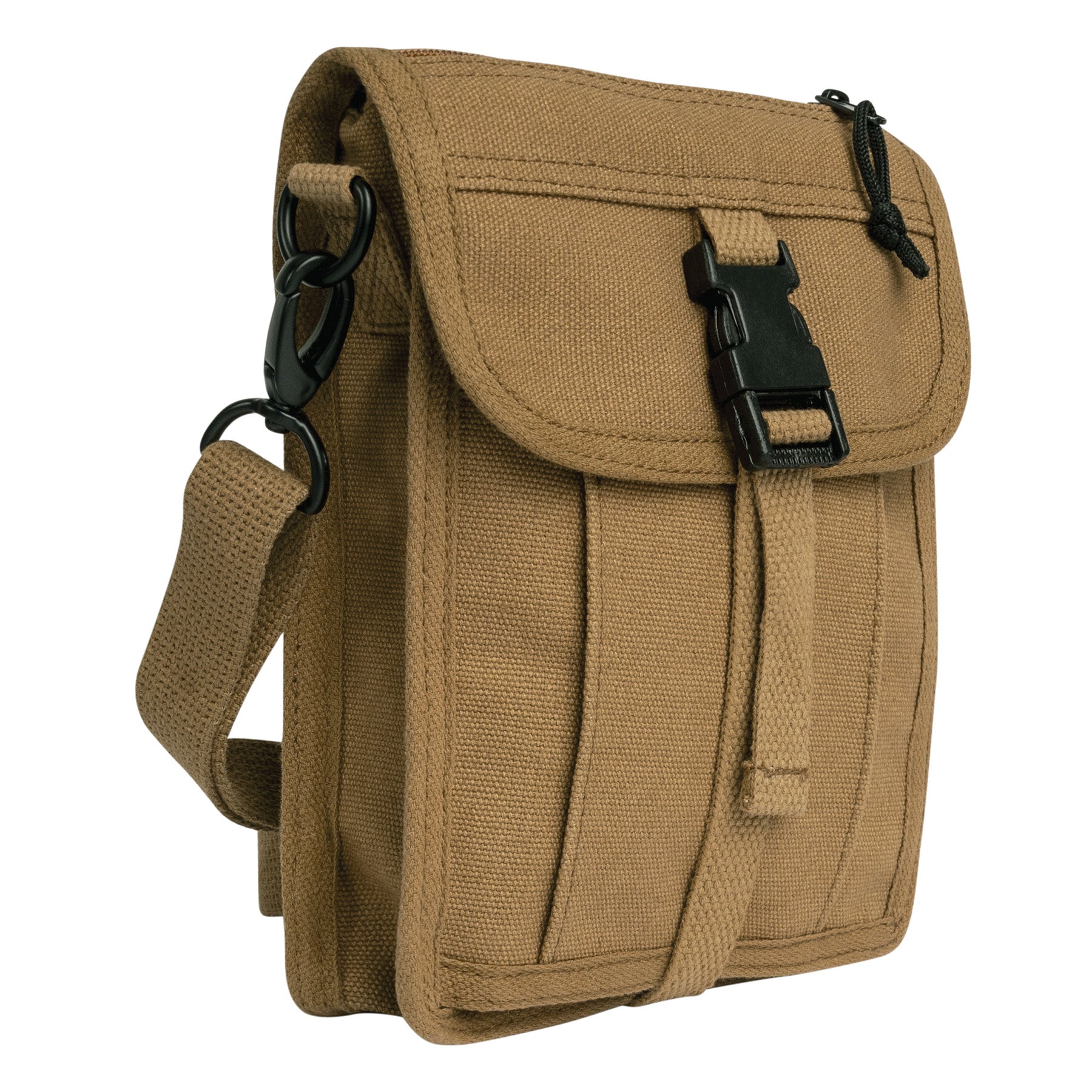 Rothco Canvas Travel Portfolio Bag Coyote Brown - Heavyweight Military-Style Crossbody Bag