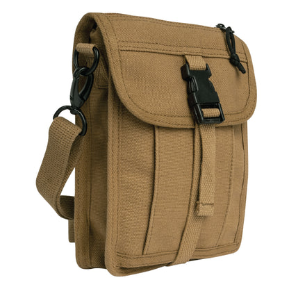 Rothco Canvas Travel Portfolio Bag Coyote Brown - Heavyweight Military-Style Crossbody Bag