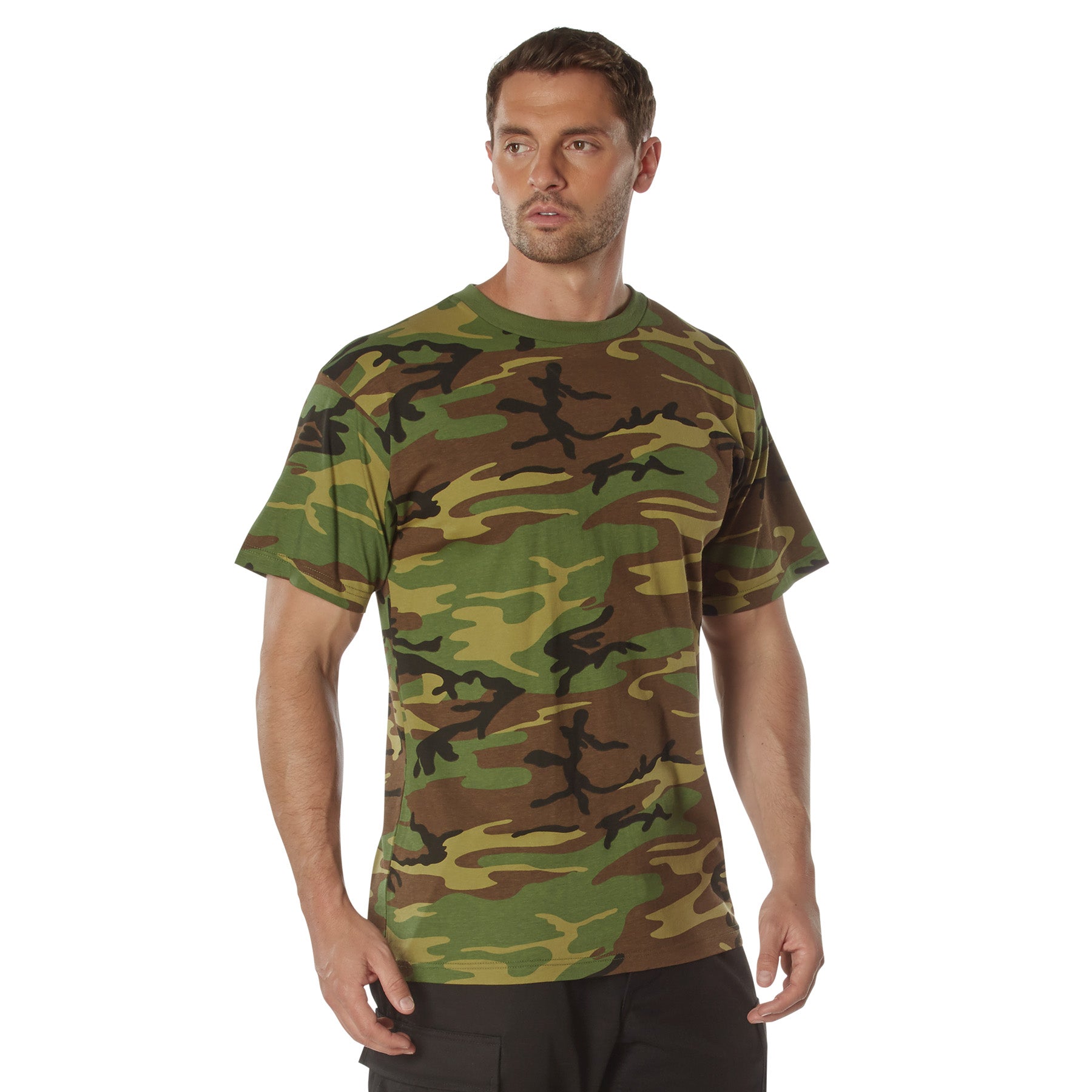 Rothco Woodland Camo 100% Cotton T-Shirt Size Large