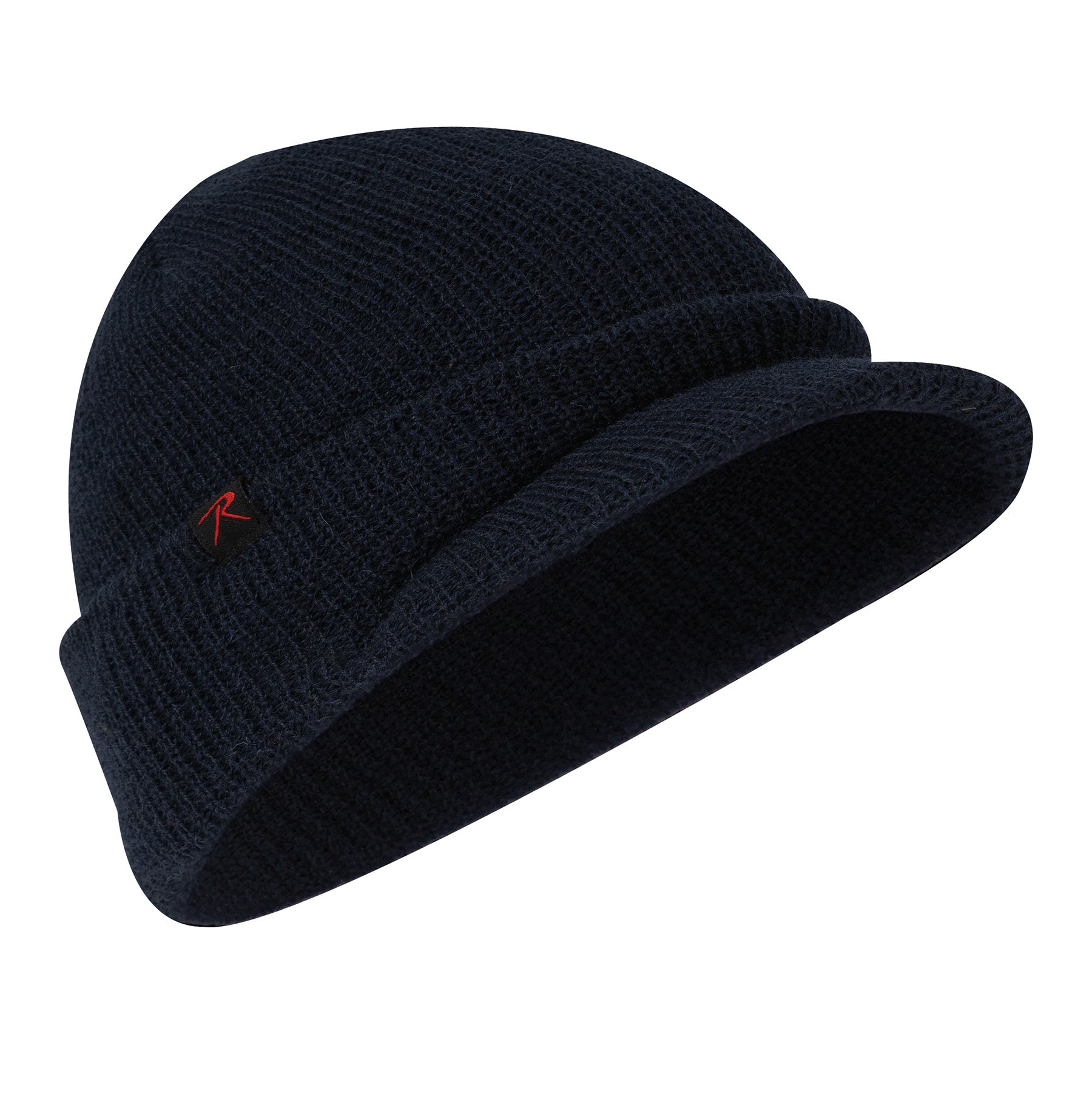 Rothco Wool Watch Cap with Brim Navy Blue – Insulating Military-Style Winter Hat for Men and Women