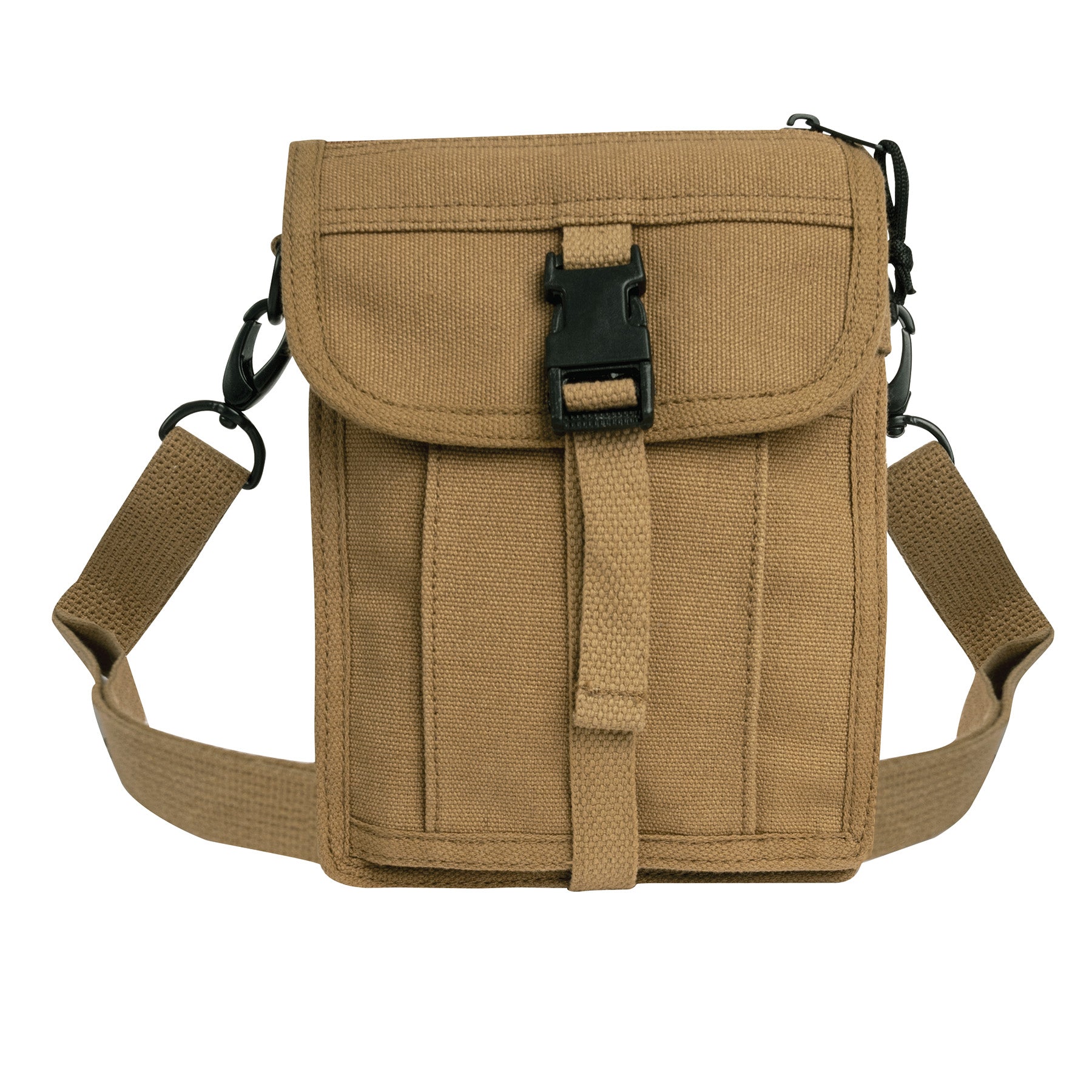 Rothco Canvas Travel Portfolio Bag Coyote Brown - Heavyweight Military-Style Crossbody Bag