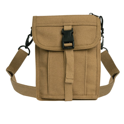 Rothco Canvas Travel Portfolio Bag Coyote Brown - Heavyweight Military-Style Crossbody Bag