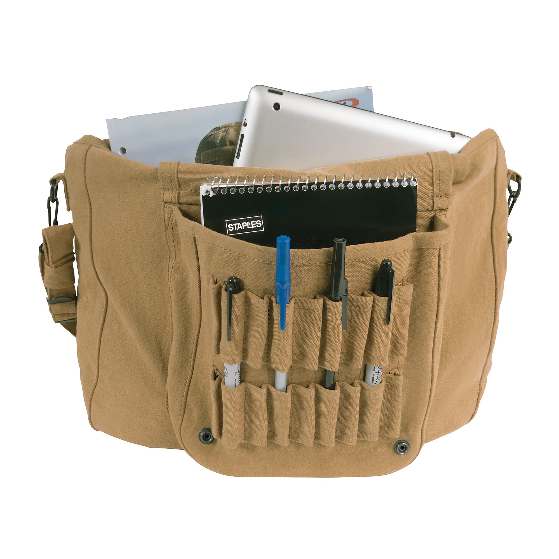 Rothco Vintage Canvas Paratrooper Bag Coyote Brown - Durable Military-Style Shoulder Bag with Organizer Compartments