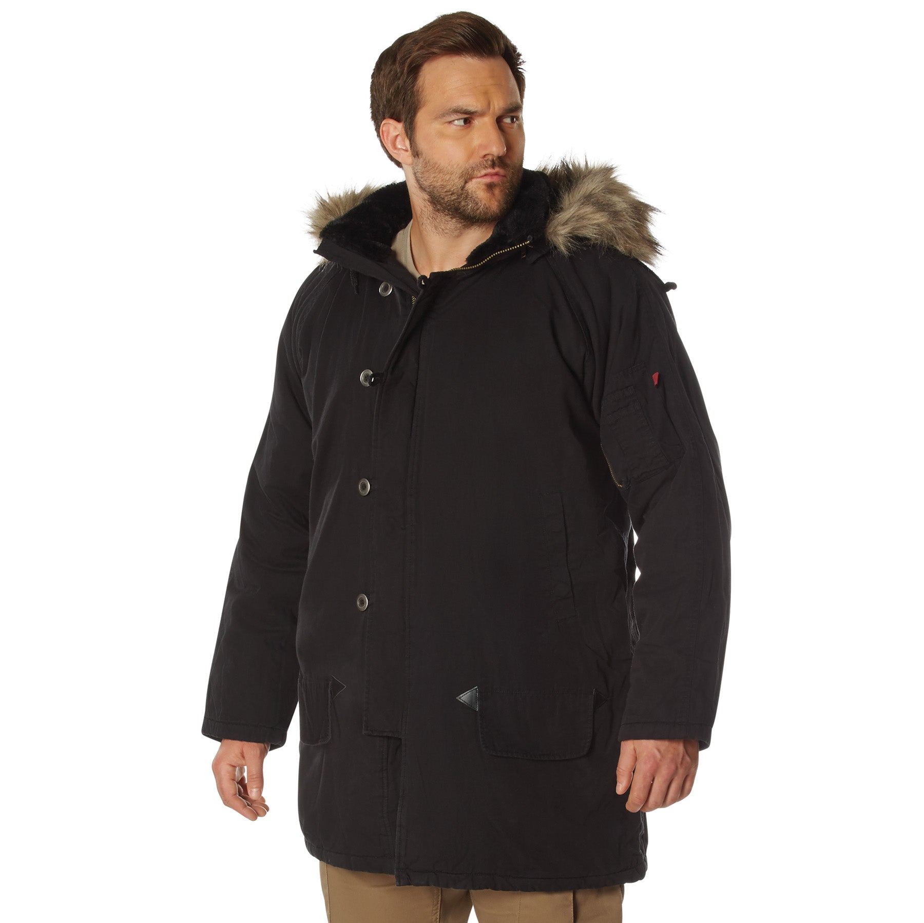 Rothco Vintage N-3B Parka Black Size Small – Cold Weather Insulated Military-Style Coat