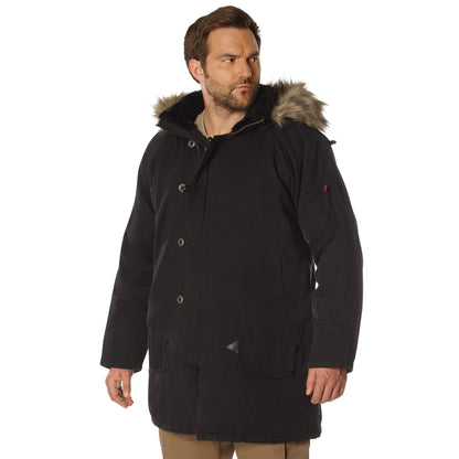 Rothco Vintage N-3B Parka Black Size Medium – Cold Weather Military-Style Outerwear
