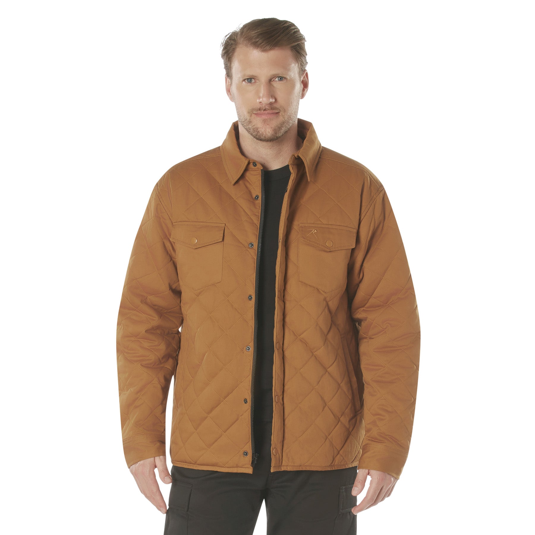 Rothco Diamond Quilted Cotton Jacket in Work Brown, Size Large