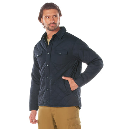 Rothco Diamond Quilted Cotton Jacket in Midnight Navy Blue, Size Large