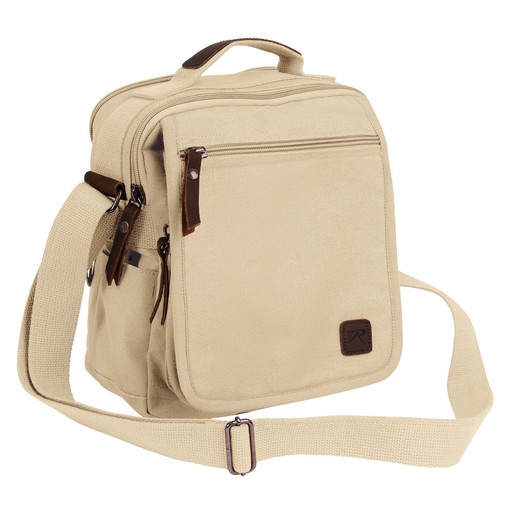 Rothco Every Day Work Shoulder Bag Khaki - Durable Canvas Crossbody Bag with Multiple Compartments