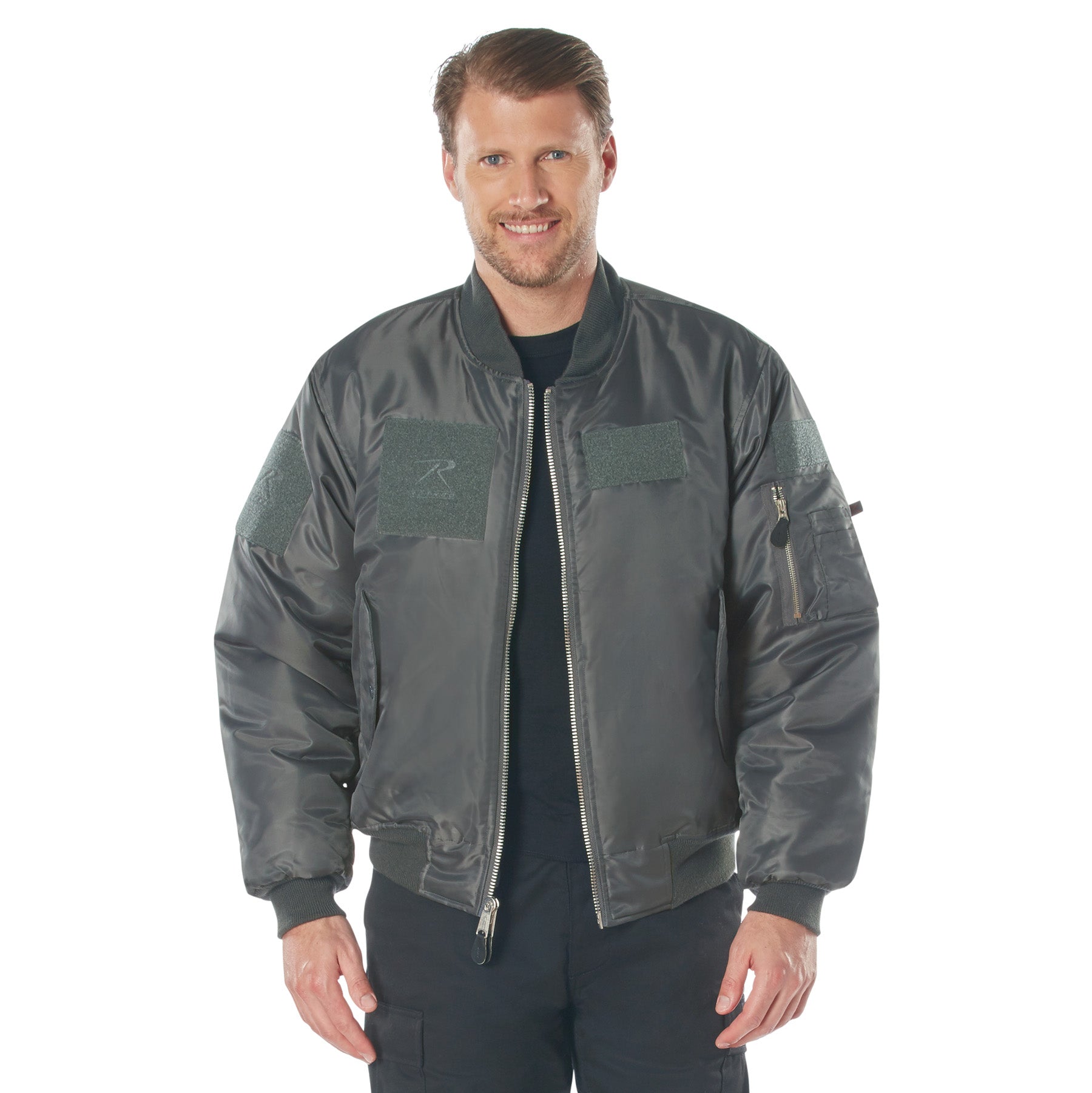 Rothco MA-1 Flight Jacket with Patches – Gunmetal Grey, 3XL