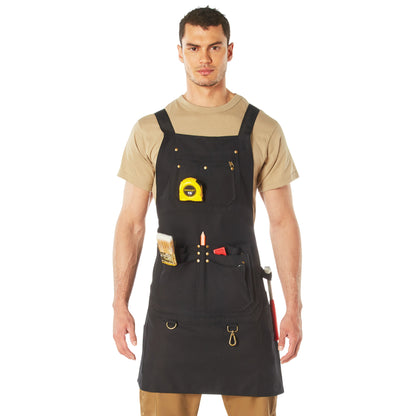 Rothco Canvas Full-Body Work Apron in Black – Heavy-Duty 22 oz. Cotton Canvas with Multiple Tool Pockets and Adjustable Fit
