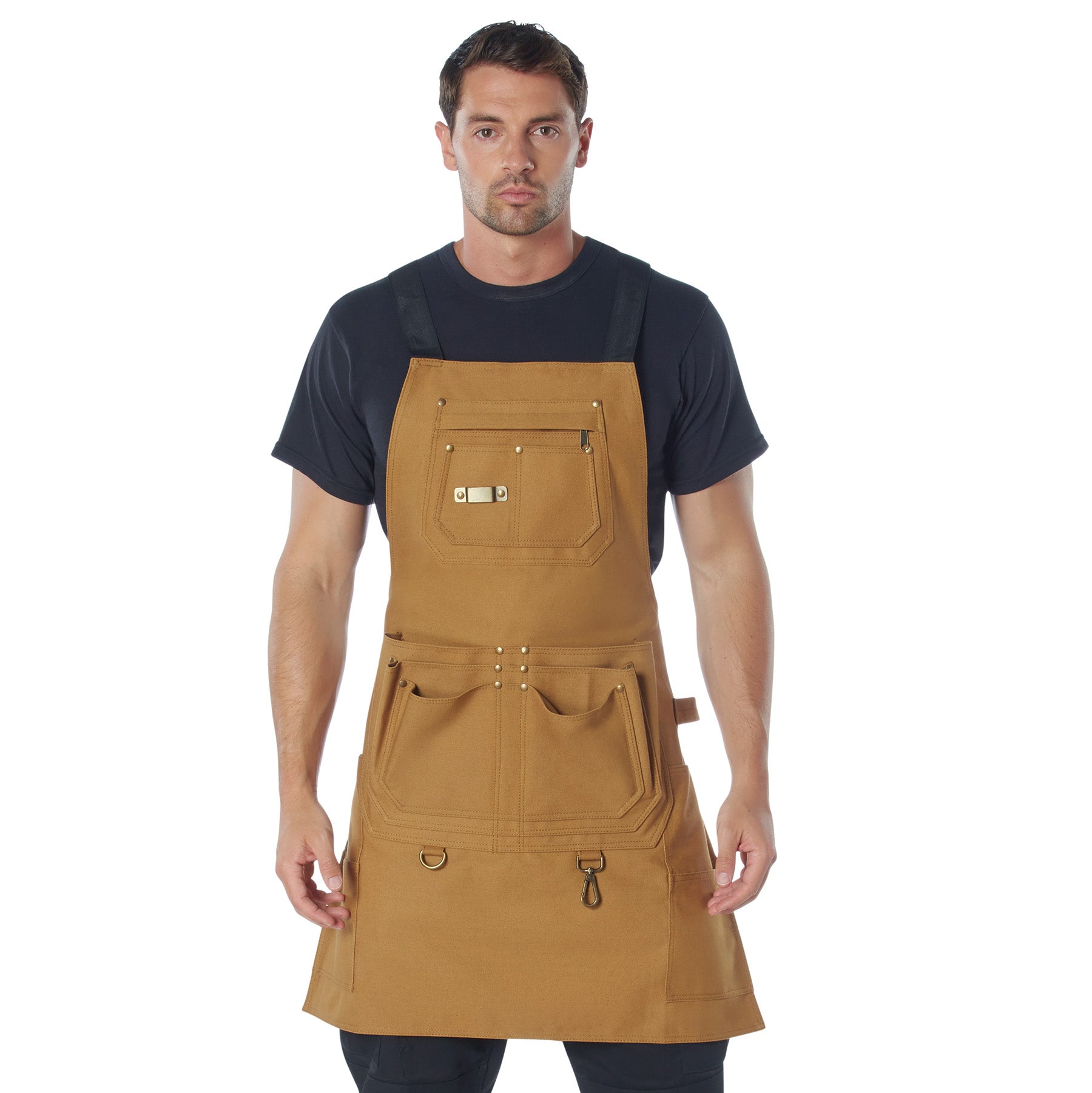 Rothco Canvas Full Work Apron Coyote Brown – Heavy-Duty 22 oz. Cotton with 20 Utility Pockets