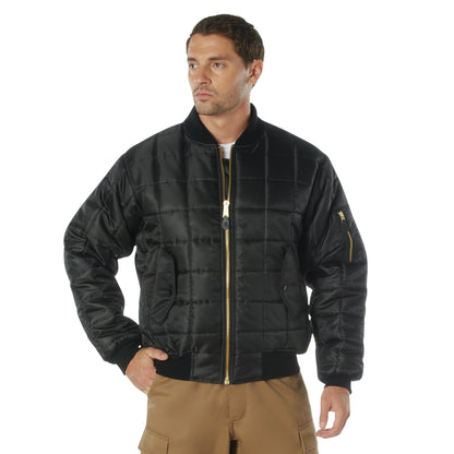 Rothco Quilted MA-1 Flight Jacket Black Size M - Military-Inspired Bomber Jacket with Insulation and Utility Pockets