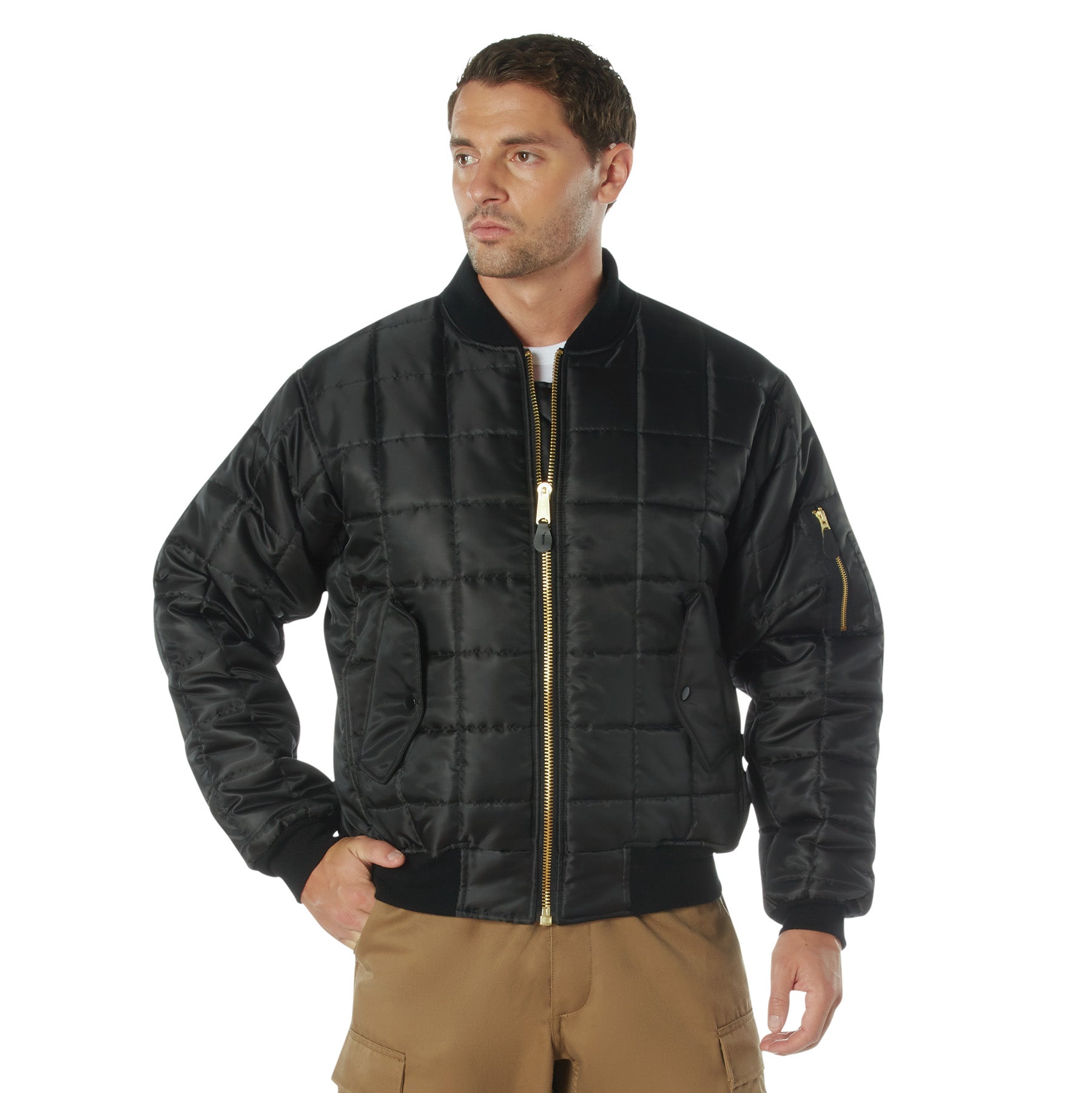 Rothco Quilted MA-1 Flight Jacket in Black – Size 2XL