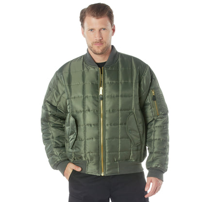 Rothco Quilted MA-1 Flight Jacket in Sage Green, Size Medium