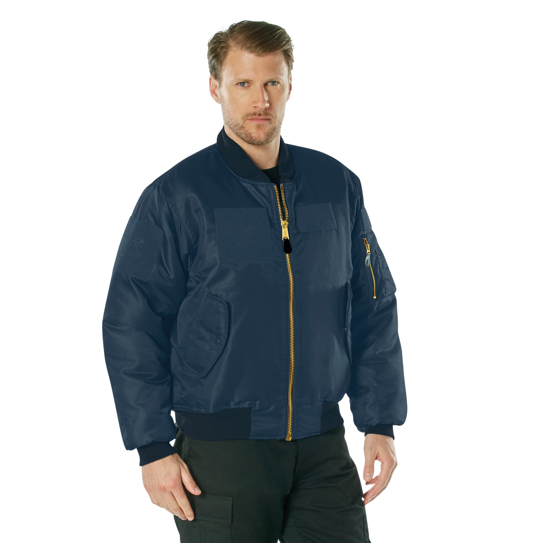 Rothco MA-1 Flight Jacket with Patches in Navy Blue - Size Small