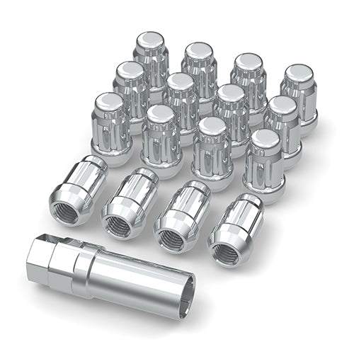 BULLITE Lug Nut Set Chrome with Key & Valve Stem - 12x1.25, 16 Pieces