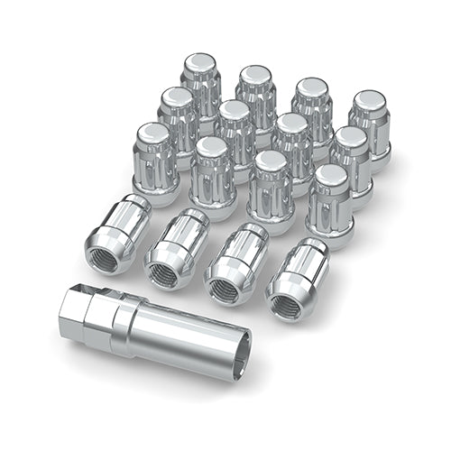 BULLITE Lug Nut Set Chrome with Key & Valve Stem – 3/8"-24 (16 Pieces)