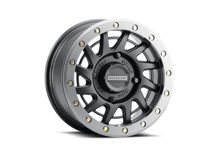 RACELINE Squad Satin Black with Gunmetal Ring 15x7 Inch Wheel - 4x156 Bolt Pattern, +38 Offset