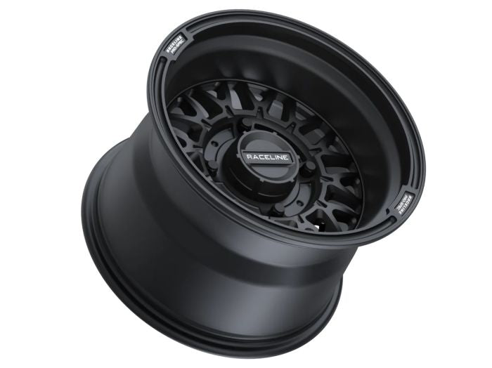 RACELINE Omega Black 15x10 Inch Wheel - 4x156 Bolt Pattern, 0mm Offset