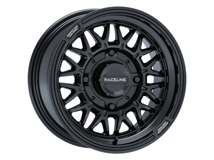 RACELINE Omega Gloss Black 15x7 Inch Wheel with 4x156 Bolt Pattern — Part Number A13GB-57056+10