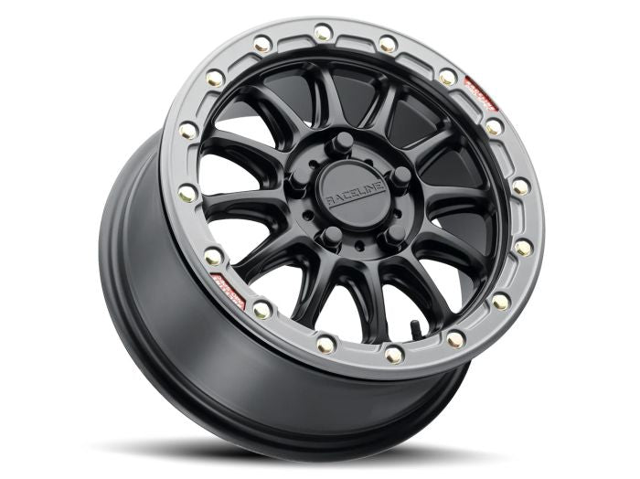 Raceline Alpha Black 15x7 Wheel with Gunmetal Ring - 5x114.3 Bolt Pattern +25 Offset