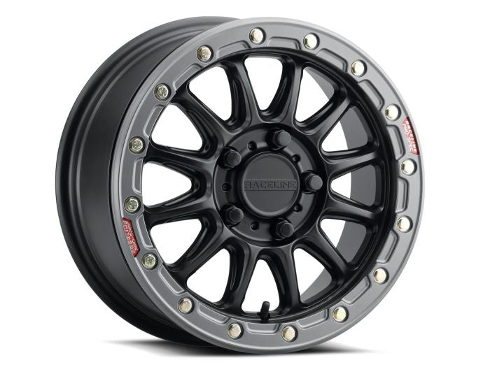 Raceline Alpha Black with Gunmetal Ring 17x7 Wheel - 5x114.3 Bolt Pattern +40 Offset