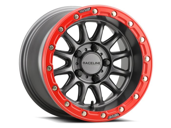 Raceline Alpha Gunmetal with Red Ring 15x10 Wheel - 5x114.3 Bolt Pattern and +25 Offset