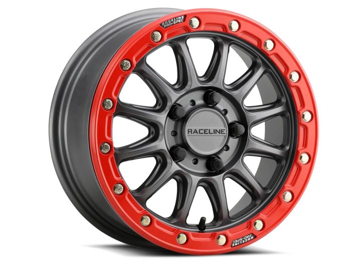 RACELINE Alpha Gunmetal with Red Ring 15x7 Wheel – 5x114.3 Bolt Pattern +25 Offset