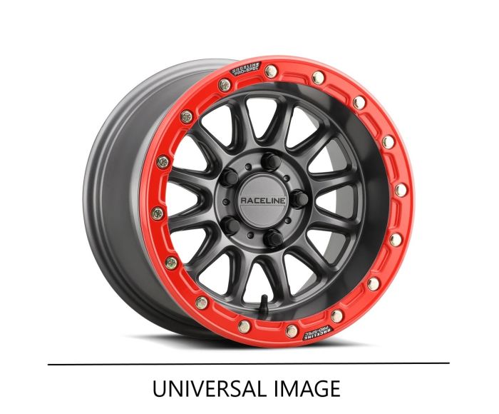 RACELINE Alpha Gunmetal with Red Ring 15x7 Inch Wheel - 4x156 Bolt Pattern +10 Offset
