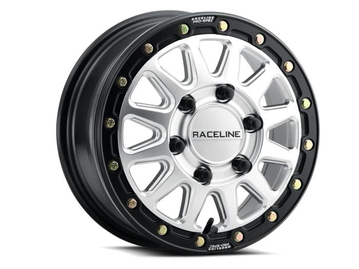 RACELINE Alpha Hyper Silver Wheel with Black Ring 15x6.5 Inches - 6x139.7 Bolt Pattern +74 Offset