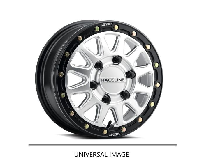 RACELINE Alpha Hyper Silver Wheel with Black Ring - 15x7 Inches, 4x156 Bolt Pattern, +10 Offset