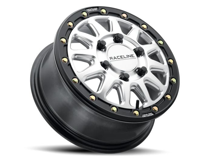 RACELINE Alpha Hyper Silver Wheel with Black Ring – 17x7 Inches, 5x114.3 Bolt Pattern, +40 Offset