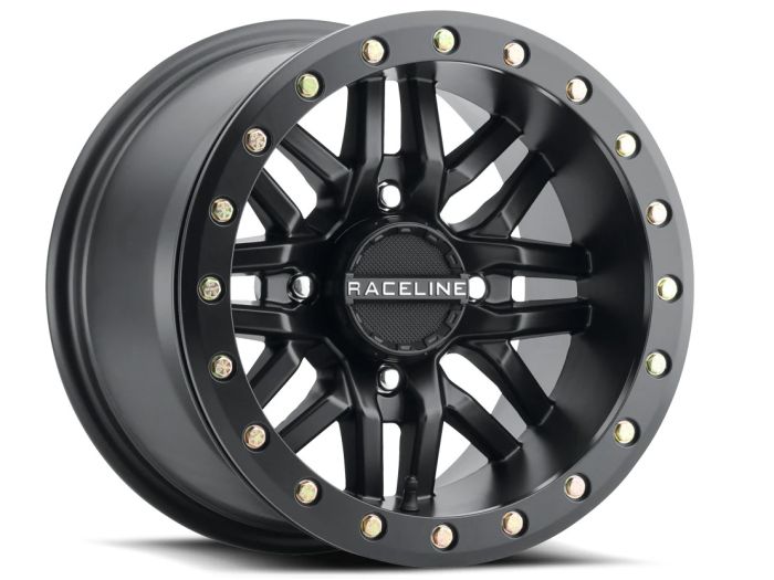 RACELINE Bl RYNO Black Wheel with Black Ring – 14x7 Inch, 4x137 Bolt Pattern