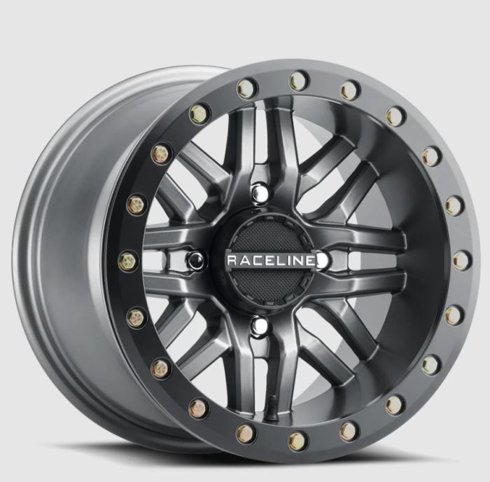 Raceline Bl Ryno Gun Metal with Black Ring 15x10 Wheel - 4x137 Bolt Pattern