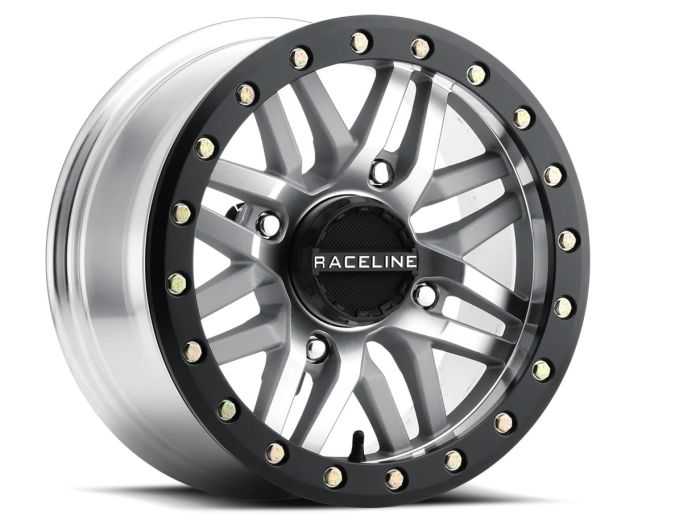 RACELINE Bl Ryno Black Machined Wheel with Black Ring – 15x7 Inches, 4x137 Bolt Pattern, +10mm Offset