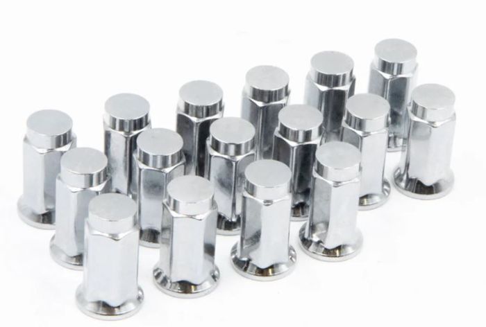 RACELINE 16 Pack 10mm x 1.25 (14mm Hex, Flat) Chrome Lug Nuts - Part Number RLUG-BX15C