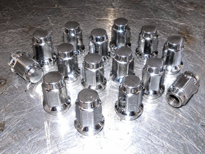 Raceline RLUG-BX16C Chrome Wheel Lug Nuts, 16-Pack, Flat Seat, 17mm Hex