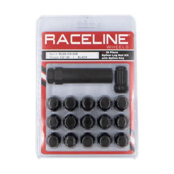 Raceline RLUG-CS120B 1/2 x 20 Spline Black Closed Slot Pack with Key