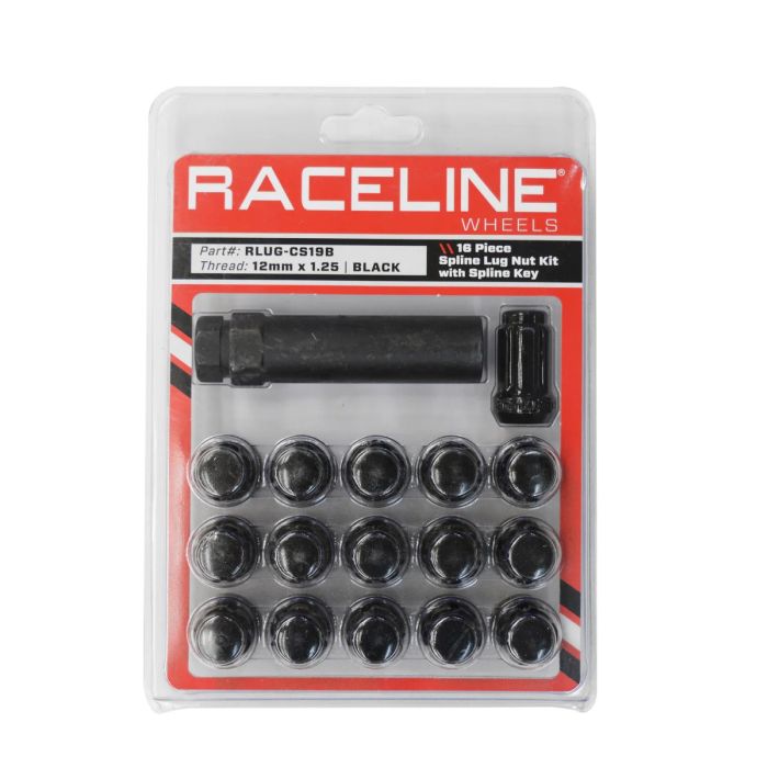 Raceline RLUG-CS19B 12x1.25 Spline Black Conical Spacers Pack of 16