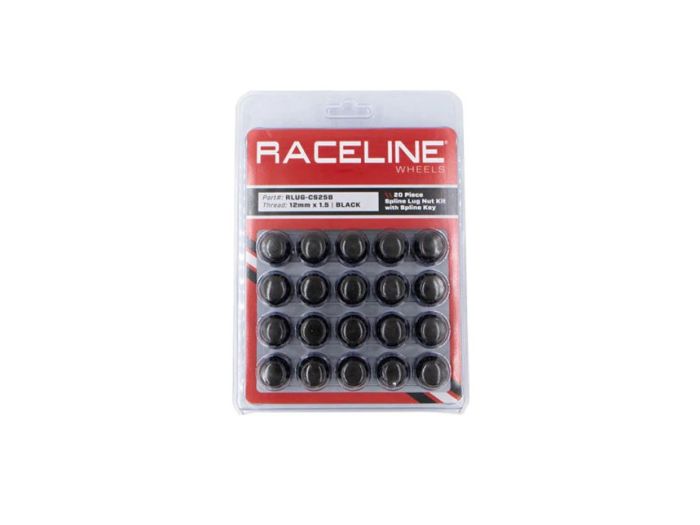 Raceline RLUG-CS25B 20-Pack 12x1.5 Spline Black Wheel Lug Nuts