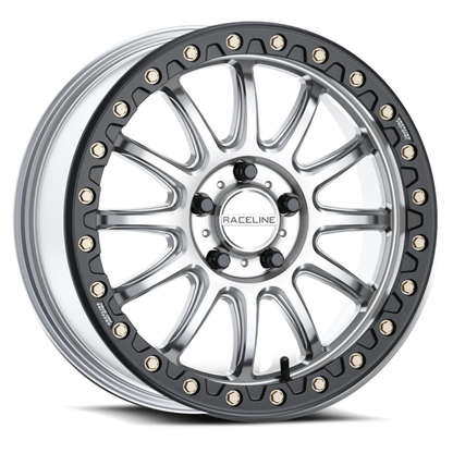 Raceline A14SB Alpha Hyper Silver Wheel with Black Outer Ring – 15x7 Inch, 5x114.3 Bolt Pattern, +25 Offset