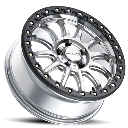 Raceline A14SB Alpha Hyper Silver Wheel with Black Outer Ring – 15x7 Inch, 5x114.3 Bolt Pattern, +25 Offset